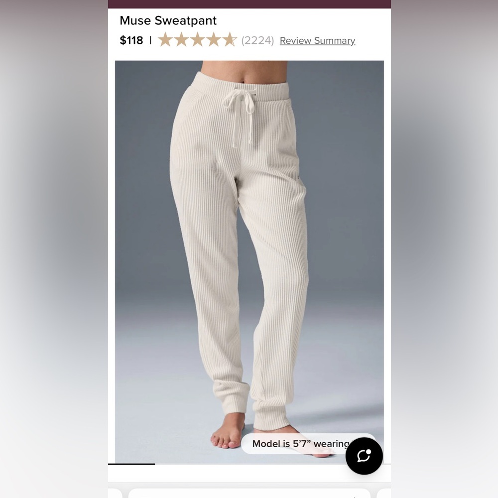 Alo Yoga Muse Sweatpant in Ivory